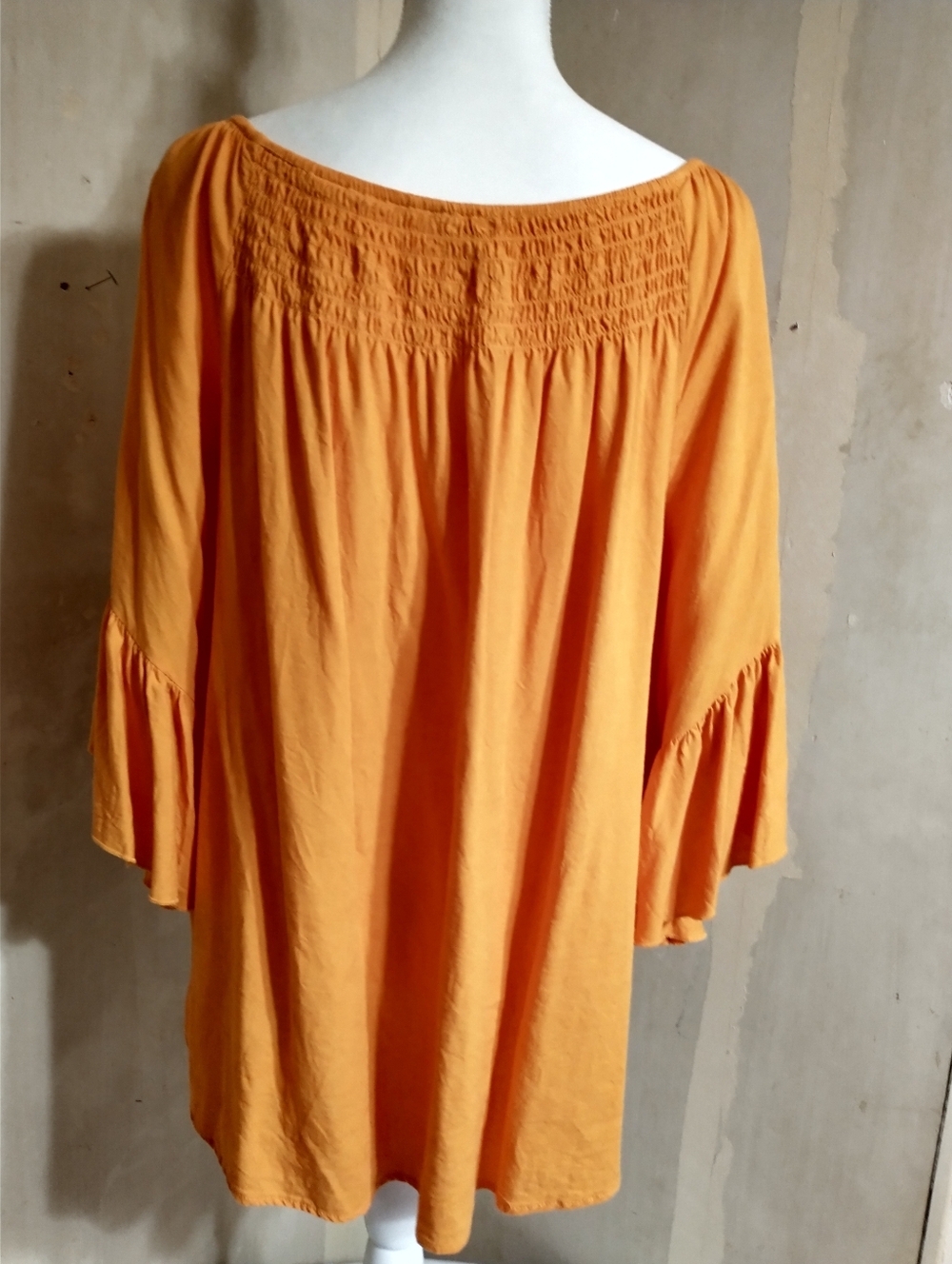 Cato Orange Linen Blend Peasant Top - Picture 6 of 9